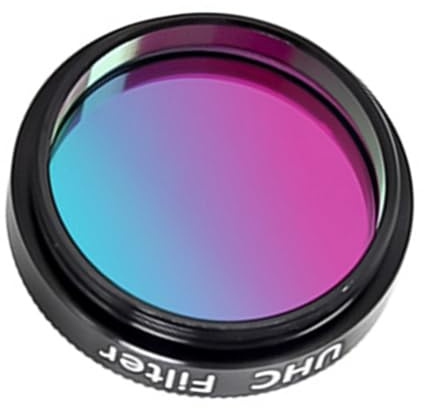 Vibsky Filtre UHC de 3,2 cm pour télescopes, filtre bloquant la lumière améliore le contraste de la nébuleuse, filetages britanniques, alliage d'aluminium et verre optique