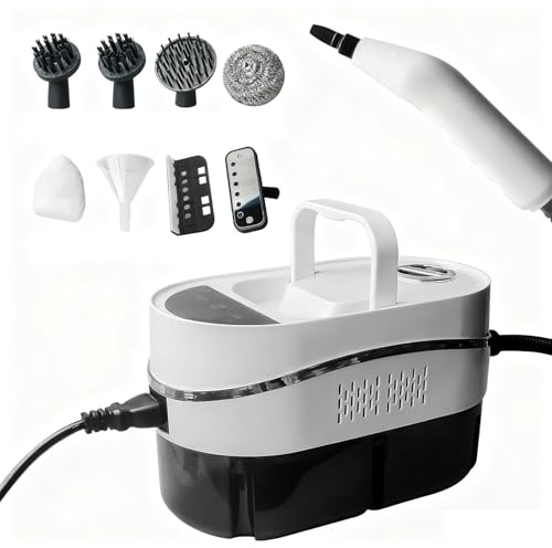 Pulitore a vapore intelligente, 1500 W, riscaldamento rapido ad alta temperatura, 120 °C, uscita vapore regolabile, manico ergonomico, ugello multiplo per cucina, bagno, mobili, interni auto
