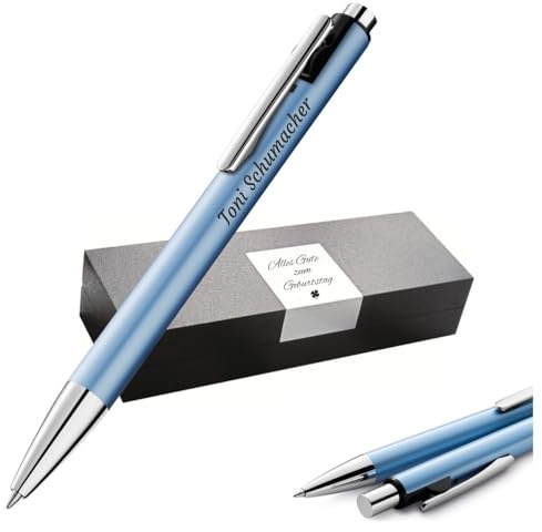 Pelikan Snap Kugelschreiber mit Gravur – Personalisierter Druckkugelschreiber + Etui – Geschenk für Schule, Büro & Studium (Frostblau)