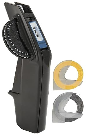 XZXCVN Embossing Label Maker Manuale, 2 Rotoli Nastro, Stampa Chiara 3D, Portatile Nero - Stampa Nitida, Taglierina Integrata, Ideale per Scrapbooking e Organizzazione Casa