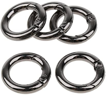 P Prettyia 5pcs Karabiner Schlüsselanhänger, Mini Karabinerhaken - schwarz 1cm