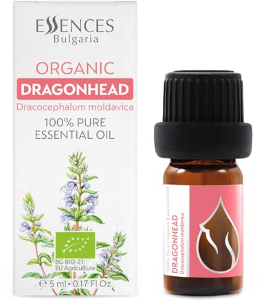 Essences Bulgaria Aceite Esencial de Cabeza Dragón de Moldavia Orgánico 5ml | Dracocephalum Moldavica | 100% Puro y Natural | Sin Diluir | Grado Terapéutico | Granja Familiar | Destilado al Vapor