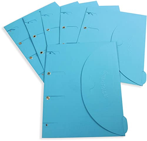 Djois Smartfolder 170302- Lote de 6 Carpetas portafolios A4 con 3 solapa y perforaciones para archivo- Sistema Patentado, cierre con velcro- Subcarpetas Resistentes y Ecológicas, Color Azul, 6u.