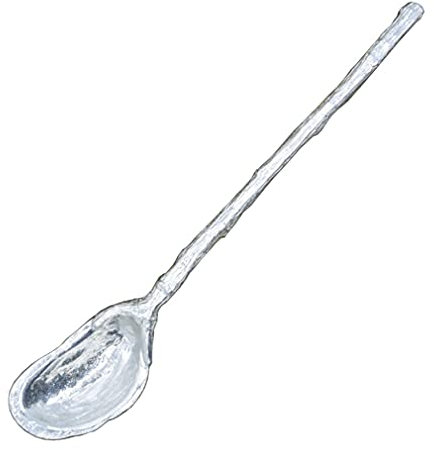 Cuillère à Confiture en Étain Massif avec Cuilleron Moule et Manche en Forme de Brindille de Chêne, Fabriquée à la Main, 14cm de Long