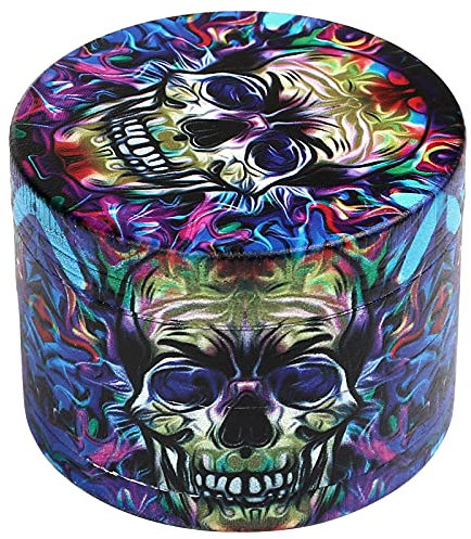 LIHAO 2 inch Grinder 4 Layer Zinc Alloy Spice Grinder - Blue Eyes Skull Design for Halloween Decor Day of The Dead Decorations
