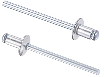 sourcing map 120 Stk Blindnieten Aluminium Popnieten 4mm Durchm. Silber | Zugnieten Kerndekorationsnieten, 6mm Grifflänge