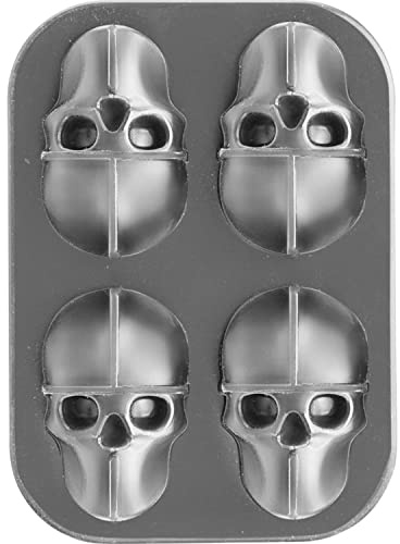 Westmark Eiswürfelbereiter Mr. Skully - Eiswürfelform mit Deckel, zum Herstellen von 4 Eiswürfeln gleichzeitig, Totenkopf-Form, Silikon, BPA frei, Anthrazit, 52232260
