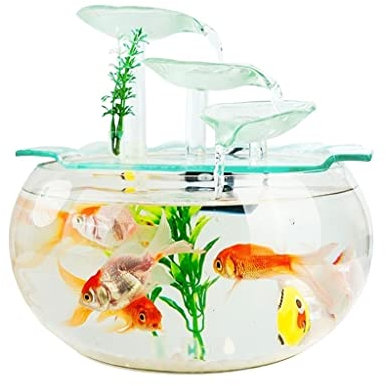 Fischschalen Aquarium Goldfish Bowl Aquarium Goldfish Fließendes Wasser Ornament Glas Mini Desktop Home Wohnzimmer Aquarium Starter Kits Mittelstücke Vase (Color : B)