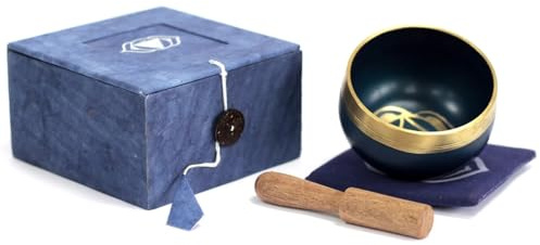 Chakra-Klangschalen mit Holzklöppel und Kissen, Geschenkbox-Set, hebt Vibration und Frequenz an, Klangtherapie, ganzheitliche Heilung, Meditation & Entspannung, Achtsamkeits-Mantra (Drittes Auge)