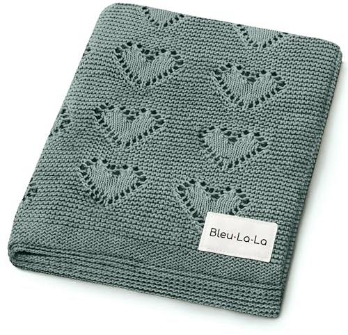 Bleu La La Couverture pour Bébé Cœur pour Garçons et Filles - 100% Coton Doux Réception Emmailloter Berceau Poussette Cadeau Couverture pour Nouveau-nés Nourrissons Tout-Petits (Vert Forêt)