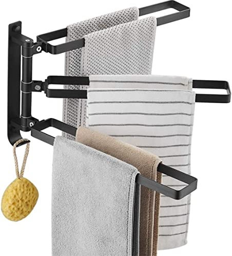 Handtuchhalter Wand Handtuchständer Bad Drehbarer Teleskop-Handtuchhalter, 3 Arme, Aluminium-Handtuchhalter, Wandmontage, Badezimmer, Küche, Handtuchhalter Handtuchstange Badetuchhalter ( Blue : Svart