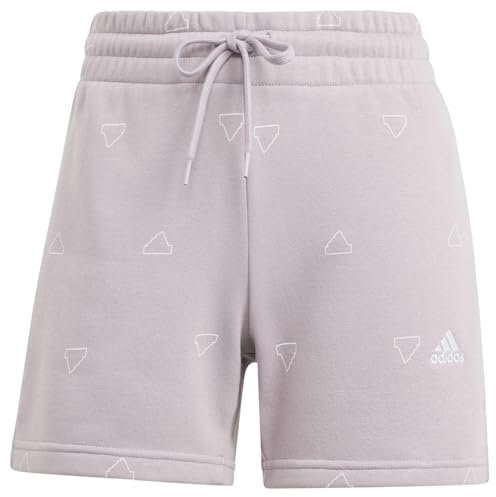 adidas Damen Essentials Monogram Fleece Graphic Shorts, preloved fig, S