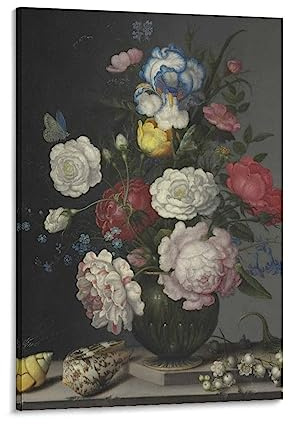 Balthasar Van Der Ast Art Print Poster Floral Botanical Still Life Poster Print Photo Art Painting Canvas Poster Home Decorative Bedroom Modern Decor Posters Gifts 16x24inch(40x60cm)