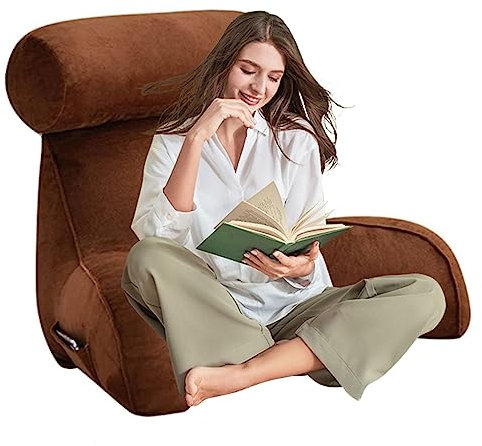 AMZZHAO Lesekissen Stützkissen Bücherkissen Bettruhekissen Rückenkissen Keilkissen Nackenkissen Dekokissen Fernsehkissen mit Armlehnen und Nackenstütze für optimalen Sitzkomfort