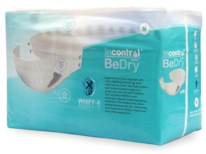 InControl BeDry Premium Incontinence Tabbed Briefs - Unisex - Maximum Absorbency Disposable Diapers - (Medium, 16 Count)
