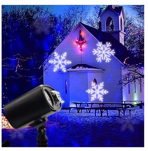 Luces De Proyector De Navidad PortáTiles, Lámpara de proyector de copo de nieve con marca de agua azul móvil, luz LED for escenario, Navidad, Año Nuevo, fiesta, Halloween, luz exterior Imagen Hd Y FáC
