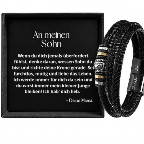 Ahnona - Sohn Geschenk von Mama, Armband mit Tigerauge, 18. Geburtstag Junge, An Meinen Sohn Etui Junge, Azubi Geschenk, Leder Armband, Mutmacher Geschenk