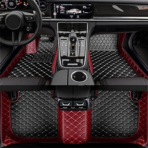 NALSA Leder Auto FußMatten Für Citroen Berlingo 2007, Vollständige Abdeckung Autotepiche Allwetter Fußmatten Wasserdicht Anti-Rutsch Teppich Automatte Schutz Zubehör,H/Black-WineRed