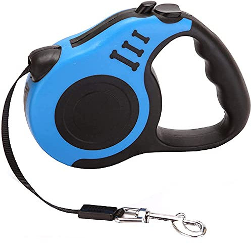 Einziehbare Hundeleine, Mittlere und kleine Hunde, Rollleinen Anti-Rutsch Griff mit Brems, 3Meter Blau