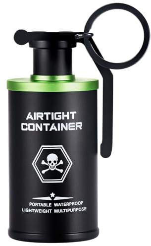 Aufew Taktische Pillendose aus langlebigem Aluminium, luftdichter Pillenhalter mit Schlüsselanhänger und Karabiner, kompakte EDC Vitamin-Box für Reisen, Outdoor, täglichen Gebrauch (Grün)