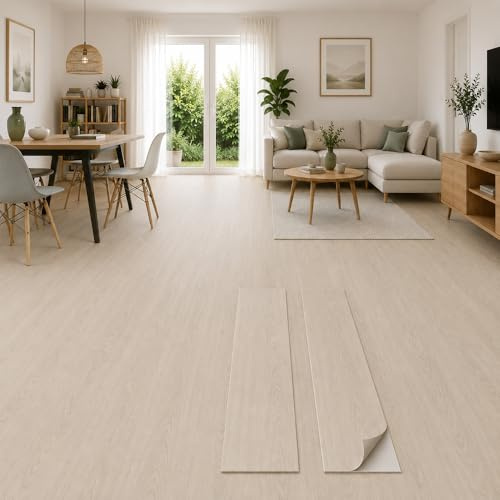 Pavimentos Arquiservi - Suelo Vinílico Autoadhesivo PVC -【20 m²】- Grosor 2mm - Diseño Roble Clásico Natural - Gran Durabilidad y Resistente al Agua - Fácil Mantenimiento