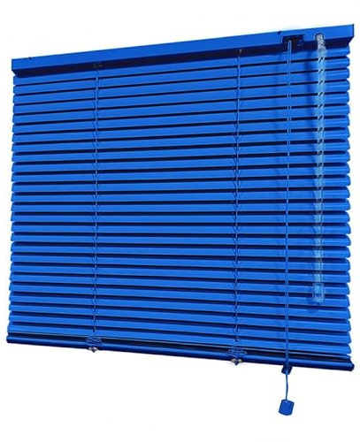 Venecianas Aluminio 25mm. Entrada de luz Regulable. Persianas Venecianas de Lamas de Aluminio de 25mm. Fáciles de Instalar. Cortinas Venecianas. Color Azul. Medidas 180x140 cm.