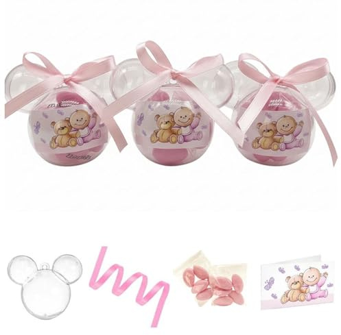 Ingrosso e Risparmio Bomboniera Nascita 12 Scatoline Plexiglass Topolino 12 Bustine Confetti Rosa 12 Bigliettini Bimbo Personalizzabili Compleanno Battesimo Gadget (Fai da Te - Femmina)