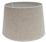 Pantalla de lámpara E27 con diseño cónico abierto en color beige, dimensiones 15x12x13 cm, ideal para iluminación decorativa en interiores.