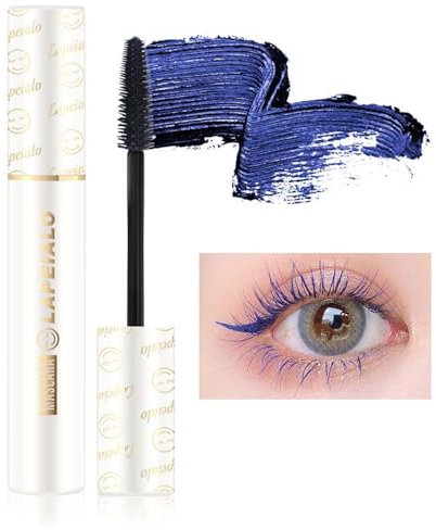 EONFAVE 5D Blau Wimperntusche Wasserfest, Blue Mascara, Panorama Mascara mit Seidig Bürste, Extra Volumen, Nicht Verklumpend, Durable Wasserfest & Langlebige Volumizing Curling, Halloween Augen Makeup