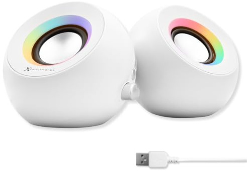X9 Performance White Computer Speakers with RGB Lighting, Bluetooth, USB, and AUX - Triple Mode Connection, Dual 2.25 Drivers for Work and Play, Bluetooth Desktop Speakers for PC, Monitor - White