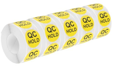 QUARKZMAN Etichette Adesive per La Tenuta Di Controllo Di Inventario 25mm/1 Gialle per Magazzino, 5 Rotoli 2500 Pezzi