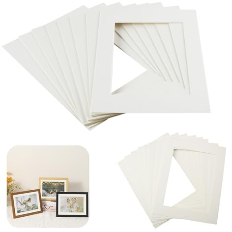 8 x 10'' and 5 x 7'' Picture Mounts, Fit 6 x 8'' and 4 x 6'' Photos Cardboard Frames Inserts Aperture Card for Display Artwork Paintings Graduation Artworks Posters Prints Decor Cream White