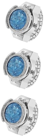 SAFIGLE 3stücke Dekorative Fingeruhr Mit Rosendesign Handliche Ringuhr Für Damen Tragbare Fingeruhr Und Praktisch Für
