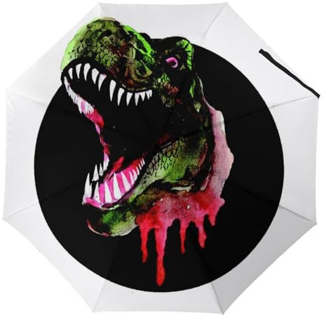 YBQLNP Regenschirm Sturmfest Dinosaurier Automatik Taschenschirm Mit Schirmtasche Uv Faltbarer Regenschirm