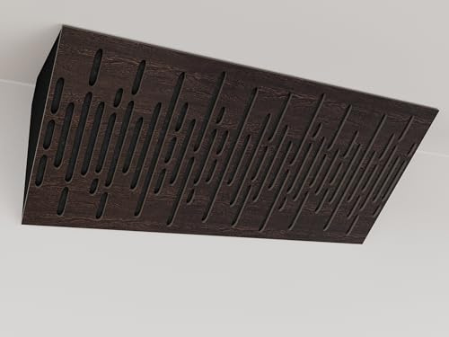 2er-Pack – Schmale akustische Eck-Bassfalle | Diffusion – Reflexion – Schalldämmung | 23 x 50 x 10 cm | Farbe perforierte Platten: [WAVE-Horizont | Wenge]
