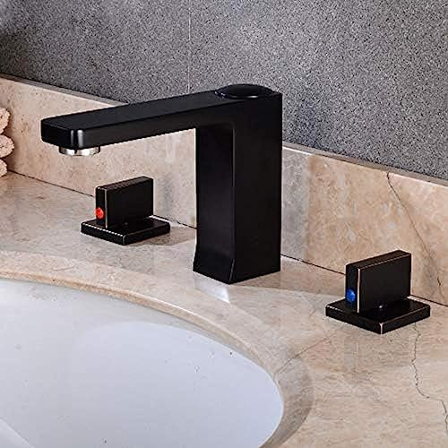 Waschbeckenarmaturen fürs Bad, Wasserhahn, Waschtischarmatur, amerikanischer schwarzer Dreiloch-Waschtischhahn, heißes und kaltes Split NC, schwarze Bronze, Badezimmer-Waschtischarmatur, Chrom, Chrom