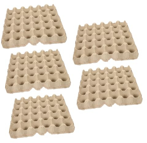 Ciieeo Bandeja para Almacenamiento y Transporte para Huevos 30 Unidades de Pulpa de Papel Natural 5x6, Contenedor Ecológico Apilable en Supermercados y Mercados Agrícolas