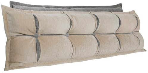 Rückenkissen Bett 2 Schichten, Lesekissen für Bett Und Sofa, Verdicken Bettkissen Rückenlehne Pp-Baumwolle mit Hoher Dichte für Männer und Frauen (Beige, 140 cm)