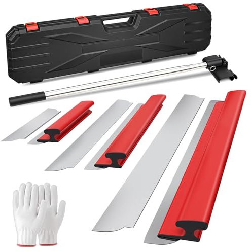 WUDLEP Drywall Skimming Blade Set with Extension Handle and Portable Case