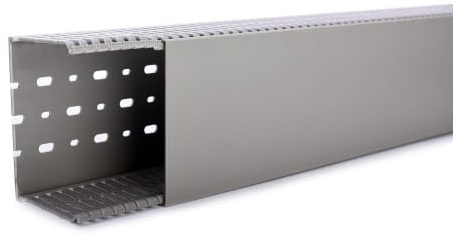 8m Licatec Verdrahtungskanal BxH: 100x60 mm Installationskanal Kabelkanal für industriellen Schaltschrank Anlagenbau PVC grau RAL 7030, Länge: 2000 mm