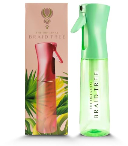 The OG Spray Bottle for Hair - 300ml Plastic Continuous Spray Bottle with Ultra Fine Mist Spray for Hairstyling, Barbers, Salons, Cleaning, Plants, Versatile Spray Bottles - The Braid Tree (Green)