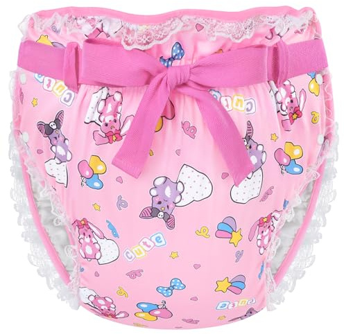 LittleForBig Silky Adult Ribbon Omutsu Diaper Wrap Cover Washable Adjustable Reusable Waterproof - Baby Usagi & Bella Pattern Pink M