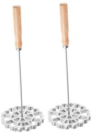 JECOMPRIS Ensemble De 2 Moules À Gaufres En Aluminium Avec Poignée, Moule À Gaufres En Forme D'entonnoir, Emporte-pièce En Forme De Rosace, Ensemble De Fers À Timbale Argentés