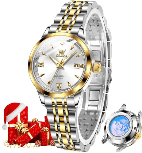 OLEVS Womens Automatic Watch Diamond Luxury Elegant Self Winding Ladies Wrist Watches Luminous Waterproof