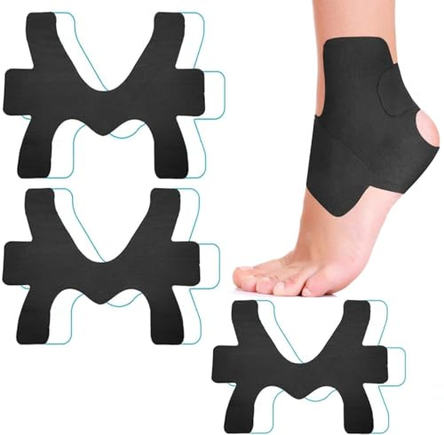 Precut Kinesiology Ankle Tape, 6 Pcs, Pain Relief, Prevent Ankle Sprain, Provide Support for Ankle Ligament, Elastic Athletic Tape, Breathable K Tape for Daily use.