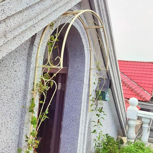 Rankgitter aus Metall, weiß, 150 cm, dekorativer Bogen für Kletterpflanzen, Reben, Blumen, Clematis – perfekt für Gartenlandschaftsbau, elegante Stützstruktur
