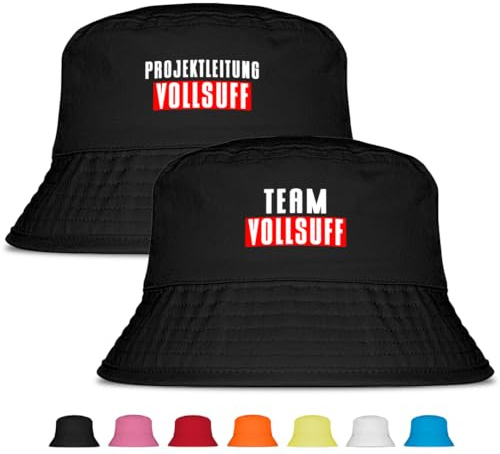 Prozente Momente Vollsuff - Fischerhut Set - Lustiger Fischerhut – Der perfekte Sonnenhut für Herren & Damen – Ideal als Malle-Outfit, Party-Accessoire & Festival-Eimerhut für den Strand