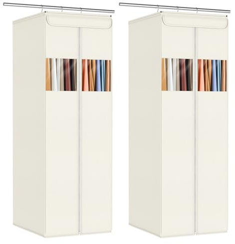 KEEGH Kleidersäcke für Hängende Kleidung, 137cm Lang Kleidertaschen zur Aufbewahrung Schrankorganizer mit Sichtfenster, Premium Hängende Kleidertasche für Anzüge, Mäntel, Kleider, 2 Stück