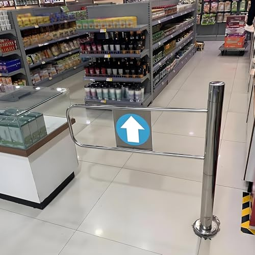 Stainless Steel 1-Way Swing Safety Door for Supermarkets & Warehouses, Manual Pedestrian Gate, 90° Open, Right-Handed, 1.64 x 3.18 ft Entrance Gate