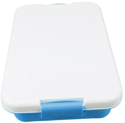 SKISUNO Boîte de Rangement Bac à Sable Plastique Bleu avec Couvercle Résistante et Portable pour Jouets Dextérieur Organiseur Multifonction pour Activités Ludiques